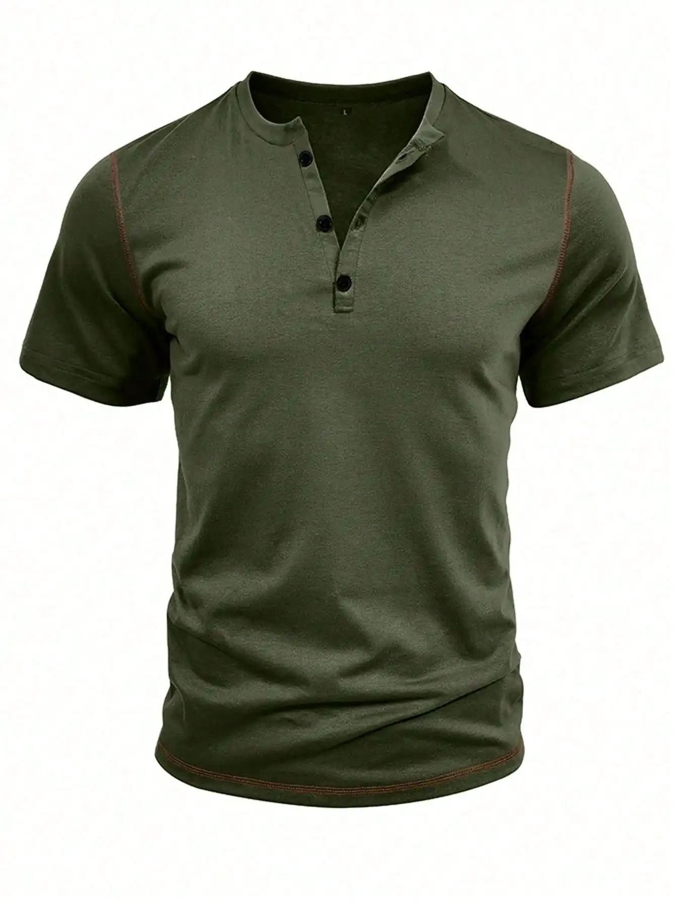 Shirt Camp Collar - Mens Cotton Henley Neck Short Sleeve