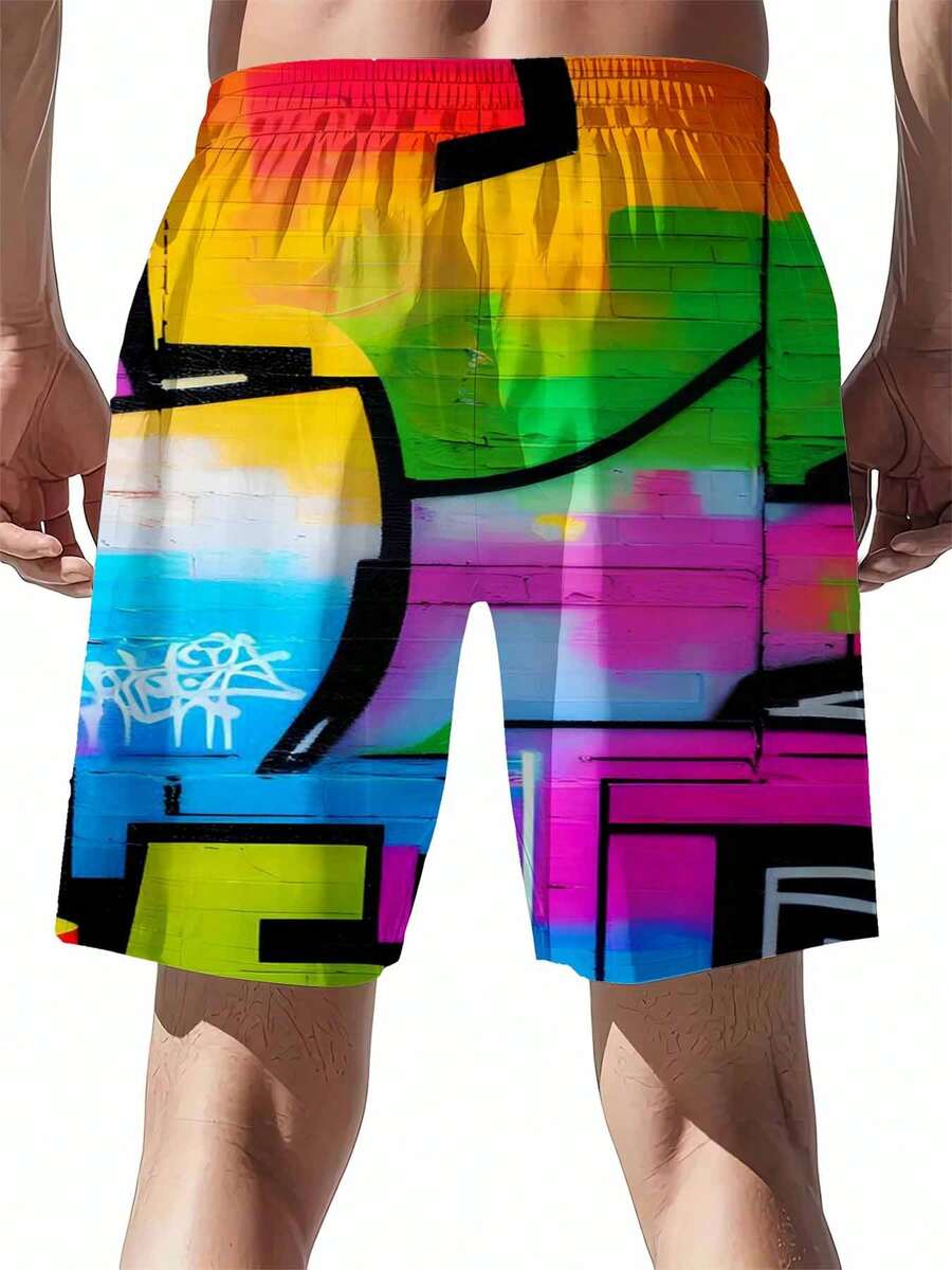 Mens Rainbow Graffiti Print Sw - Swim Trunk Quick Dry recension och pris