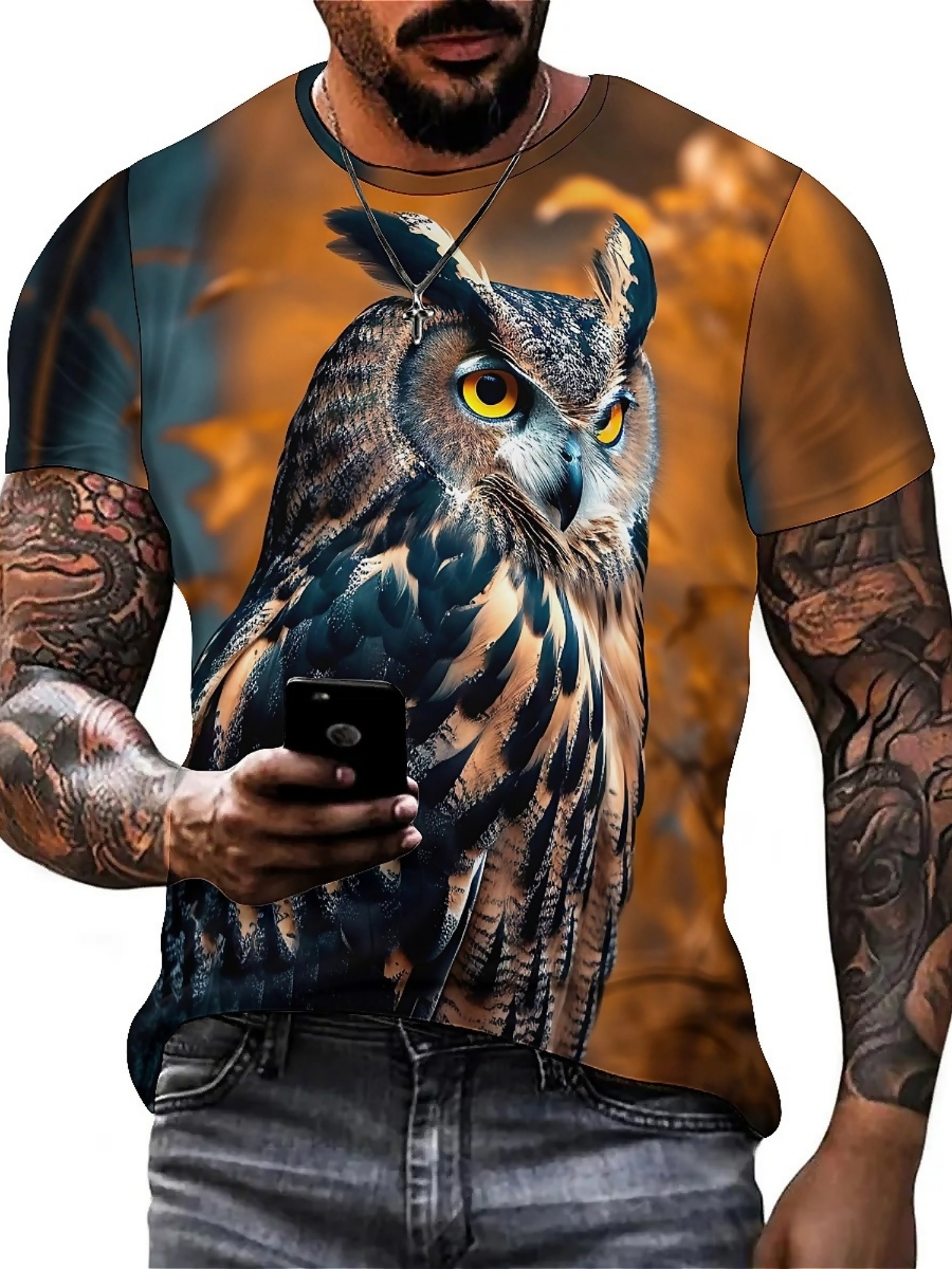 Men's & Women's 3D Print Owl G - Tee Graphic Print recension och pris