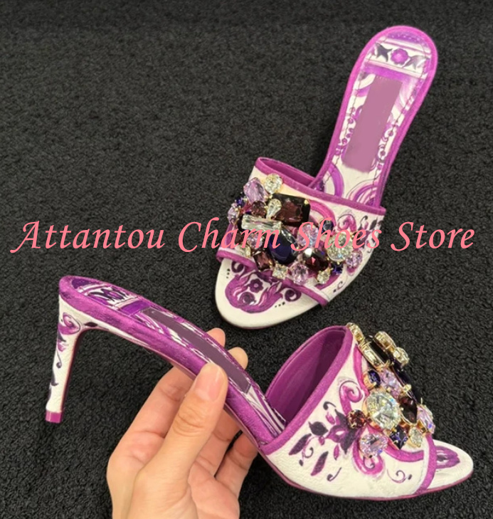 Purple Color Crystal Lady Sand - Casual Sandal Leather recension och pris