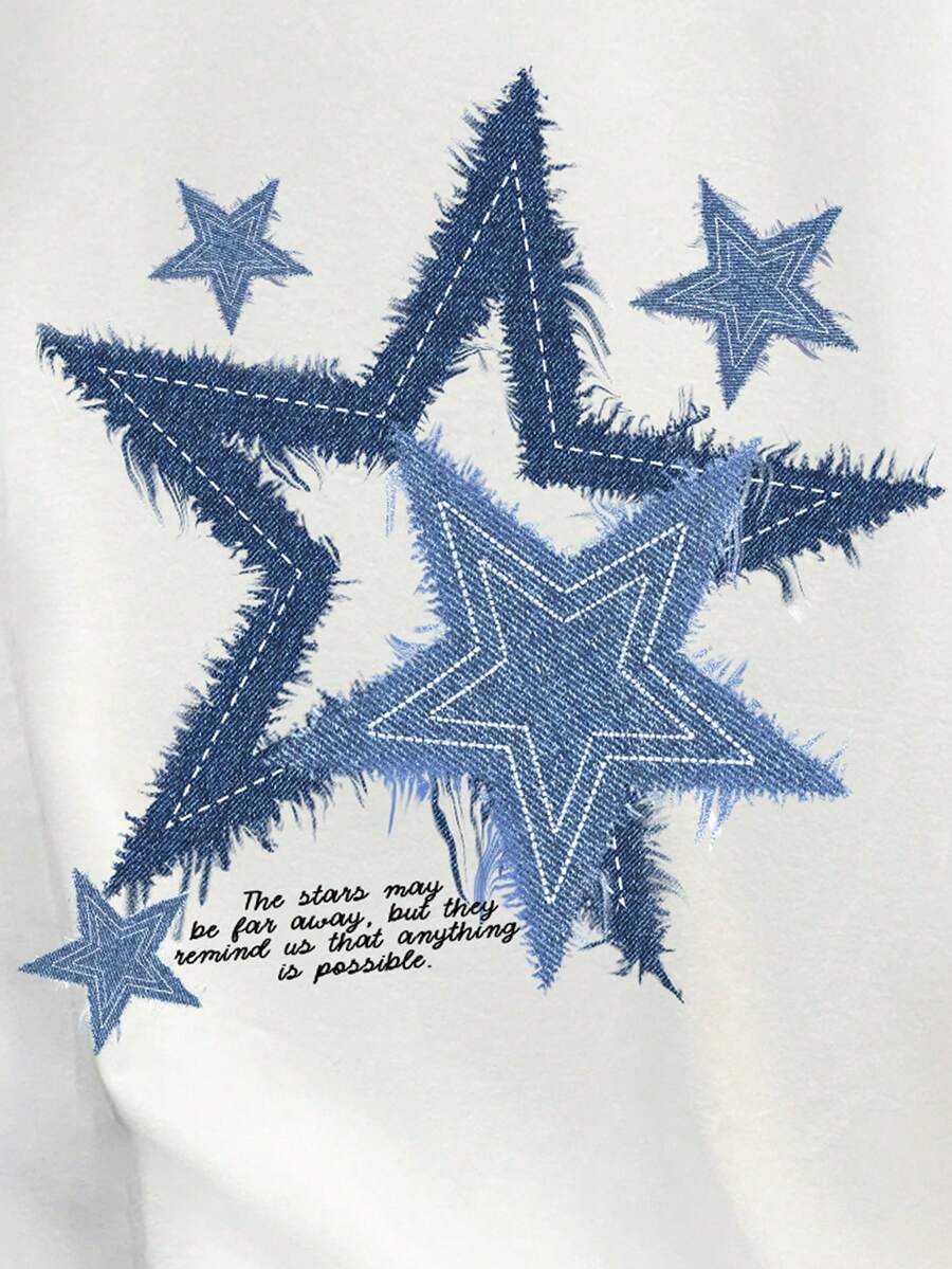 Men's White Loose Fit Graphic  - Tee Graphic Print recension och pris