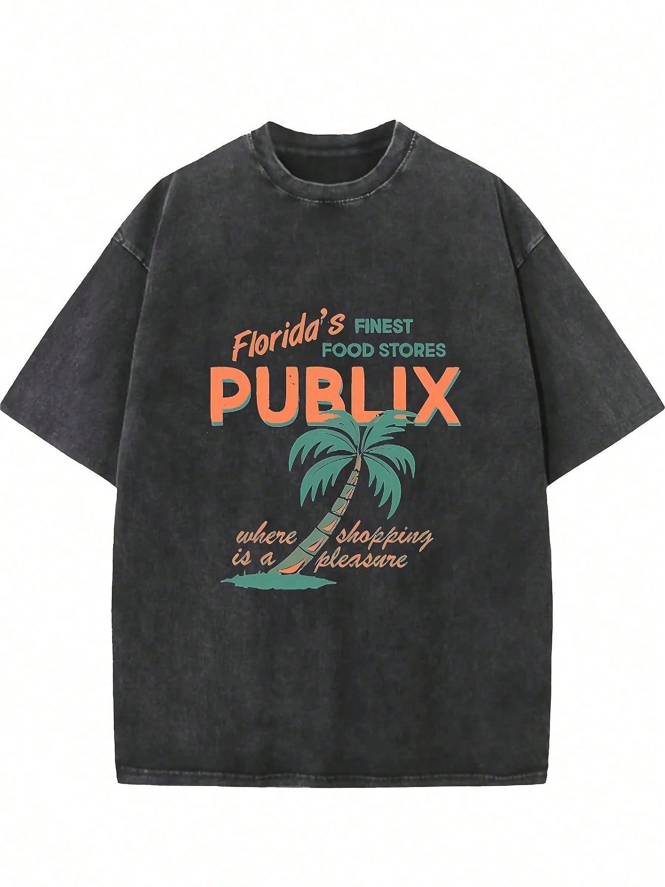 Black Washed Graphic Tee with  - Tee Graphic Print recension och pris