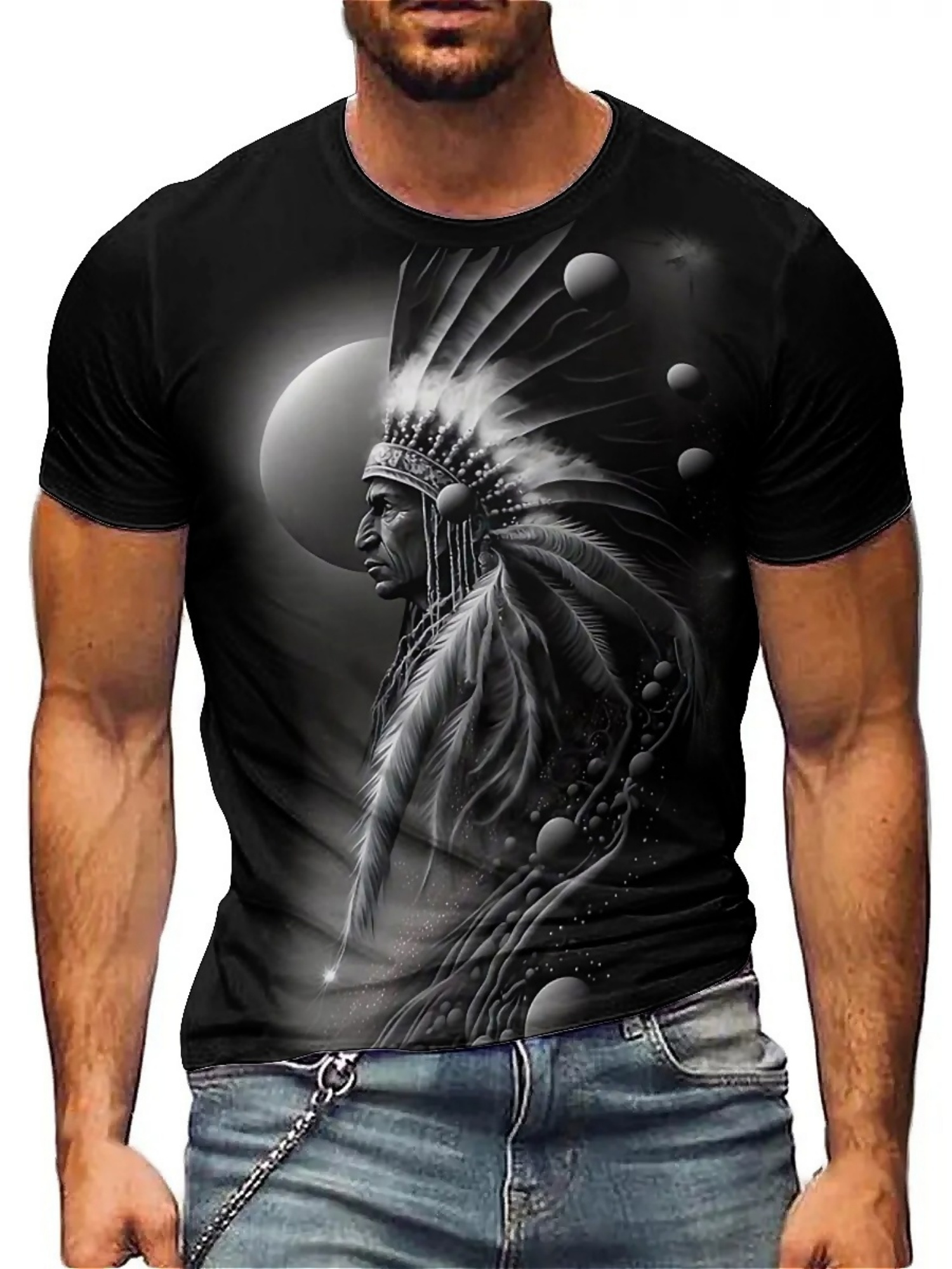 Men's 3D Printed Tribal Chieft - Tee Graphic Print recension och pris