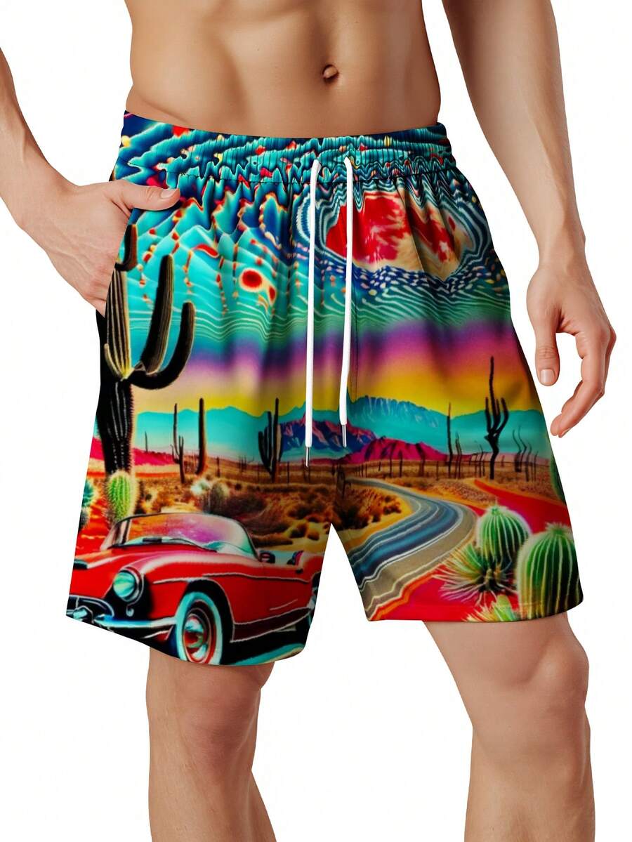 Mens Desert Scene Swim Trunks  - Swim Trunk Quick Dry recension och pris