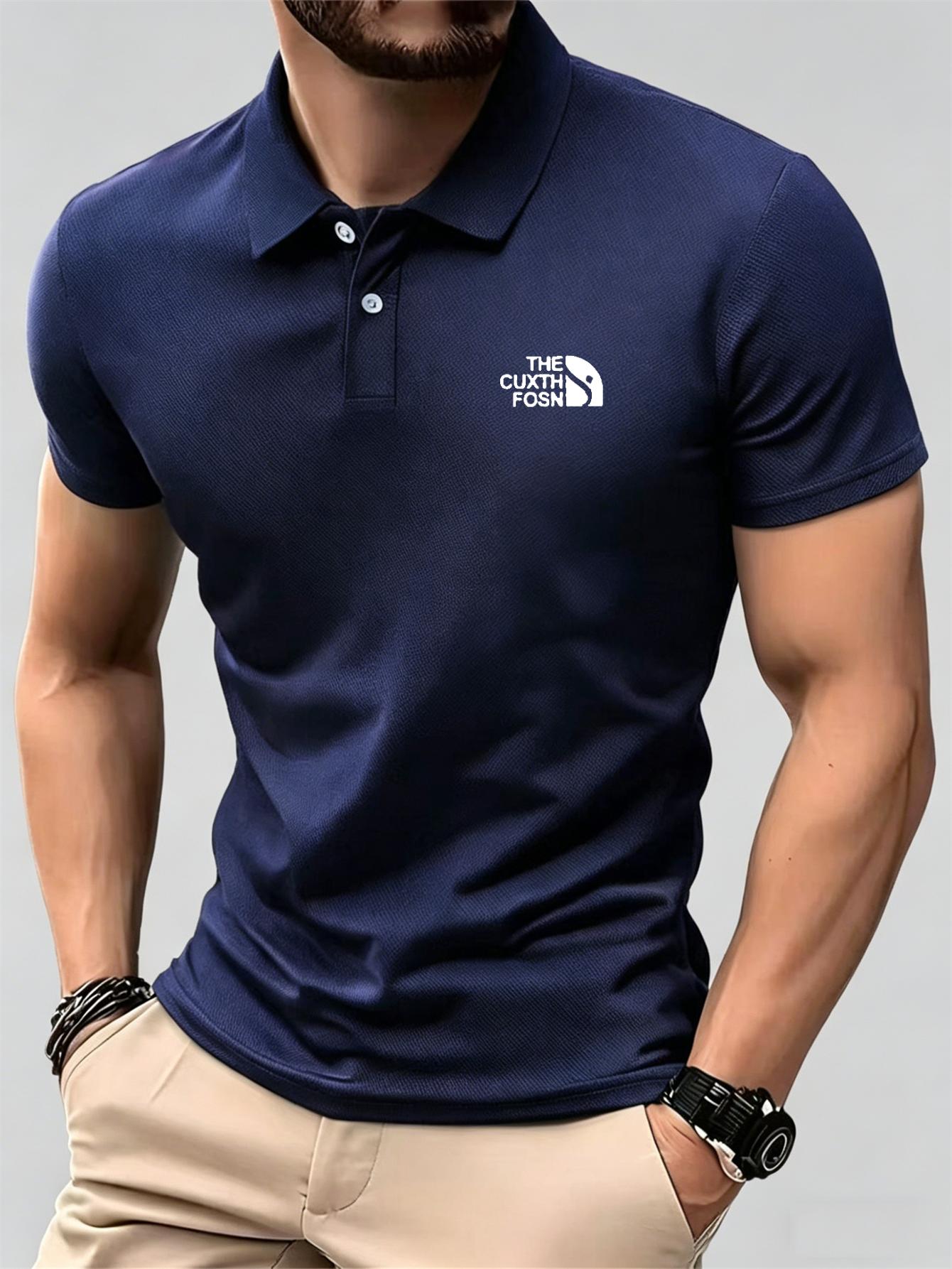 Men's Navy Blue 100% Polyester - Polo Shirt Pique recension och pris