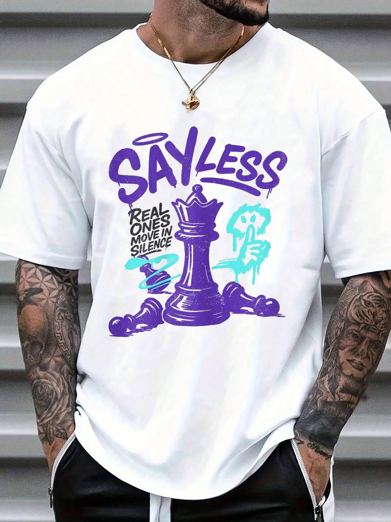 Men's White Cotton Graphic Tee - Tee Graphic Print recension och pris