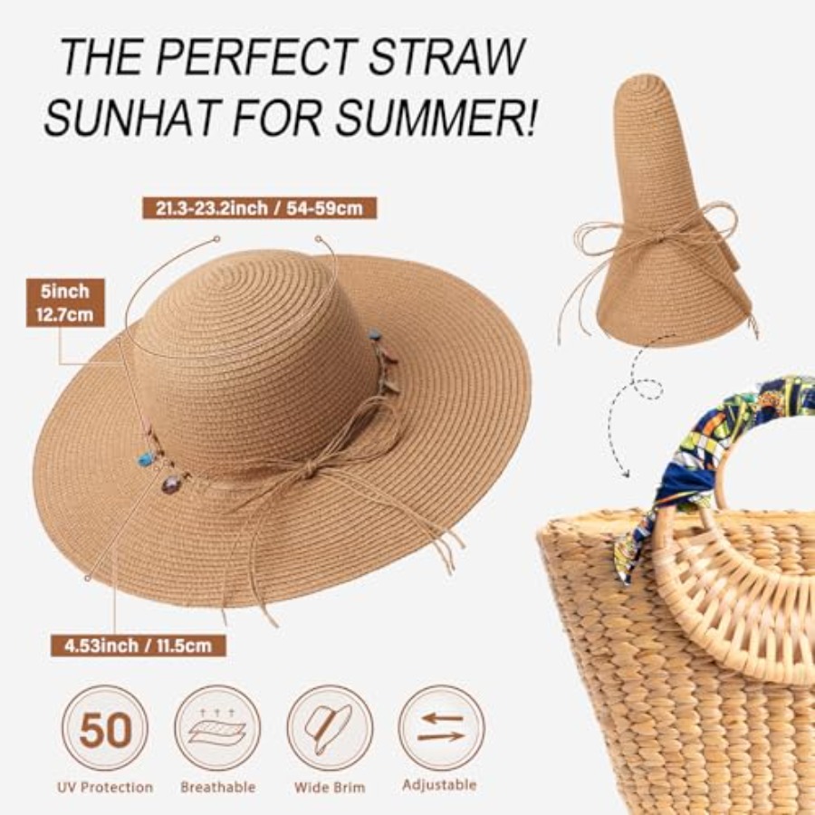 Trifabricy Beach Sun Straw Hat - Packable Hat Nylon recension och pris