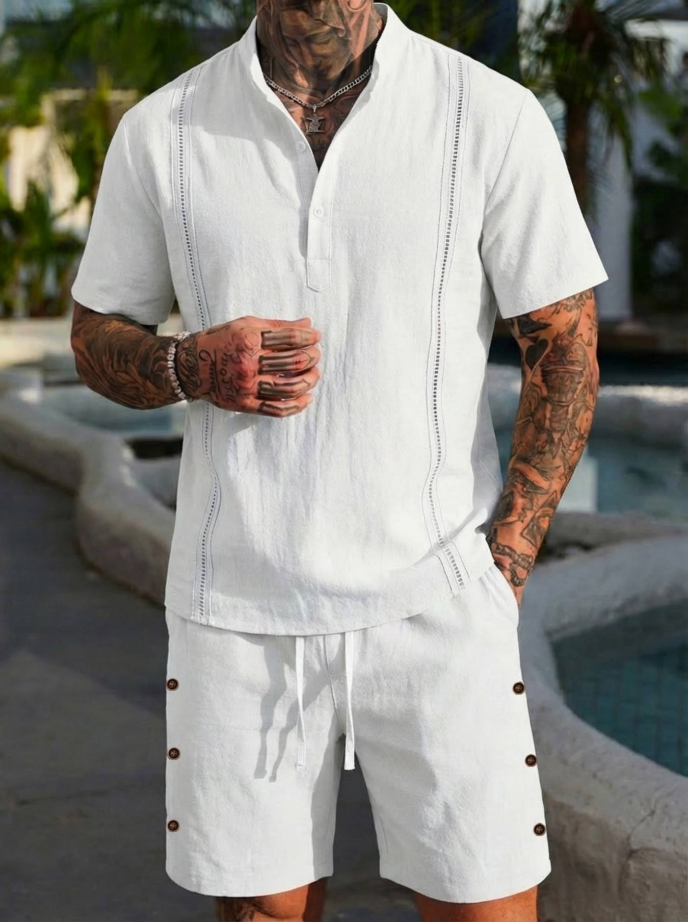 2026 men's summer beach casual - Short Linen Drawstring recension och pris