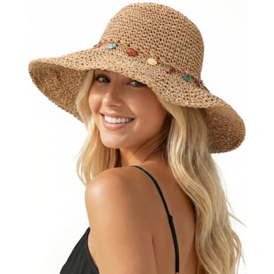 Beach Sun Hats for Women, Stra - Packable Hat Nylon recension och pris