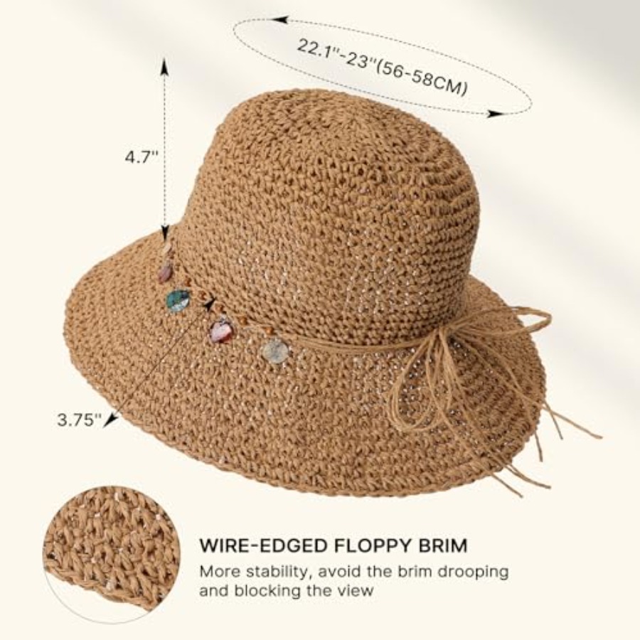 Beach Sun Hats for Women, Stra - Packable Hat Nylon recension och pris