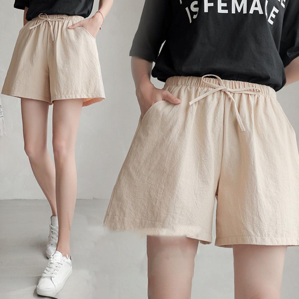 Summer Women Shorts Elastic Hi - Short Linen Drawstring recension och pris