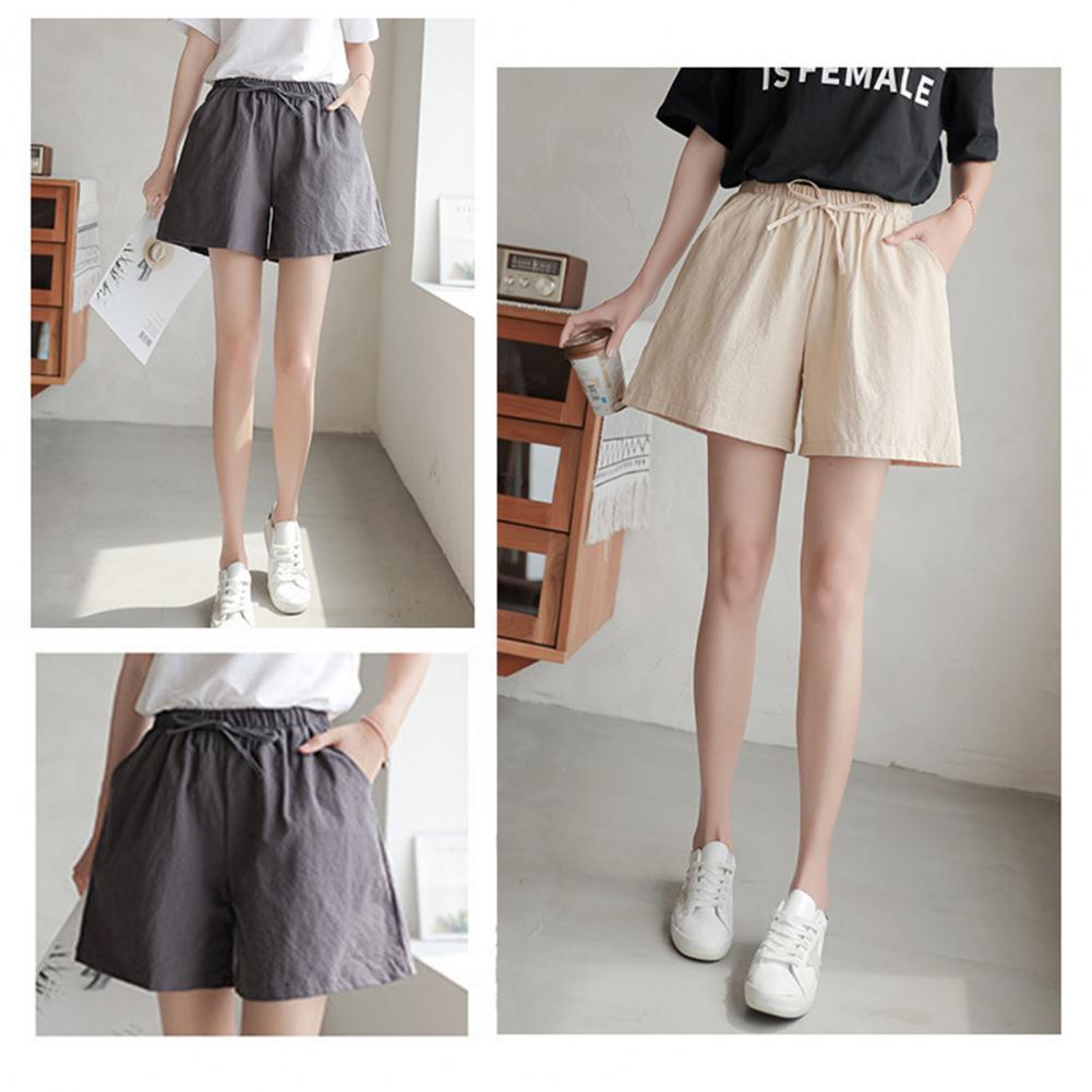 Summer Women Shorts Elastic Hi - Short Linen Drawstring recension och pris