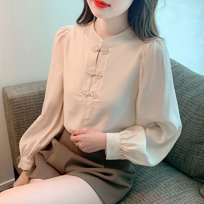 New Chinese Style Stand Up Col - Shirt Camp Collar recension och pris
