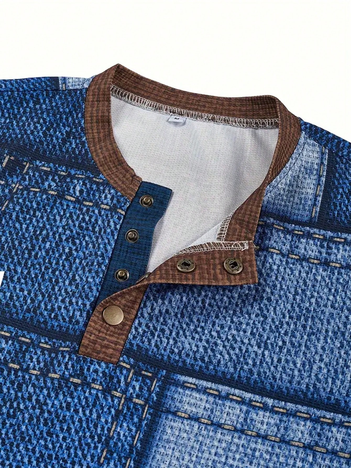 Men's Denim-Print Long Sleeve  - Tee Graphic Print recension och pris