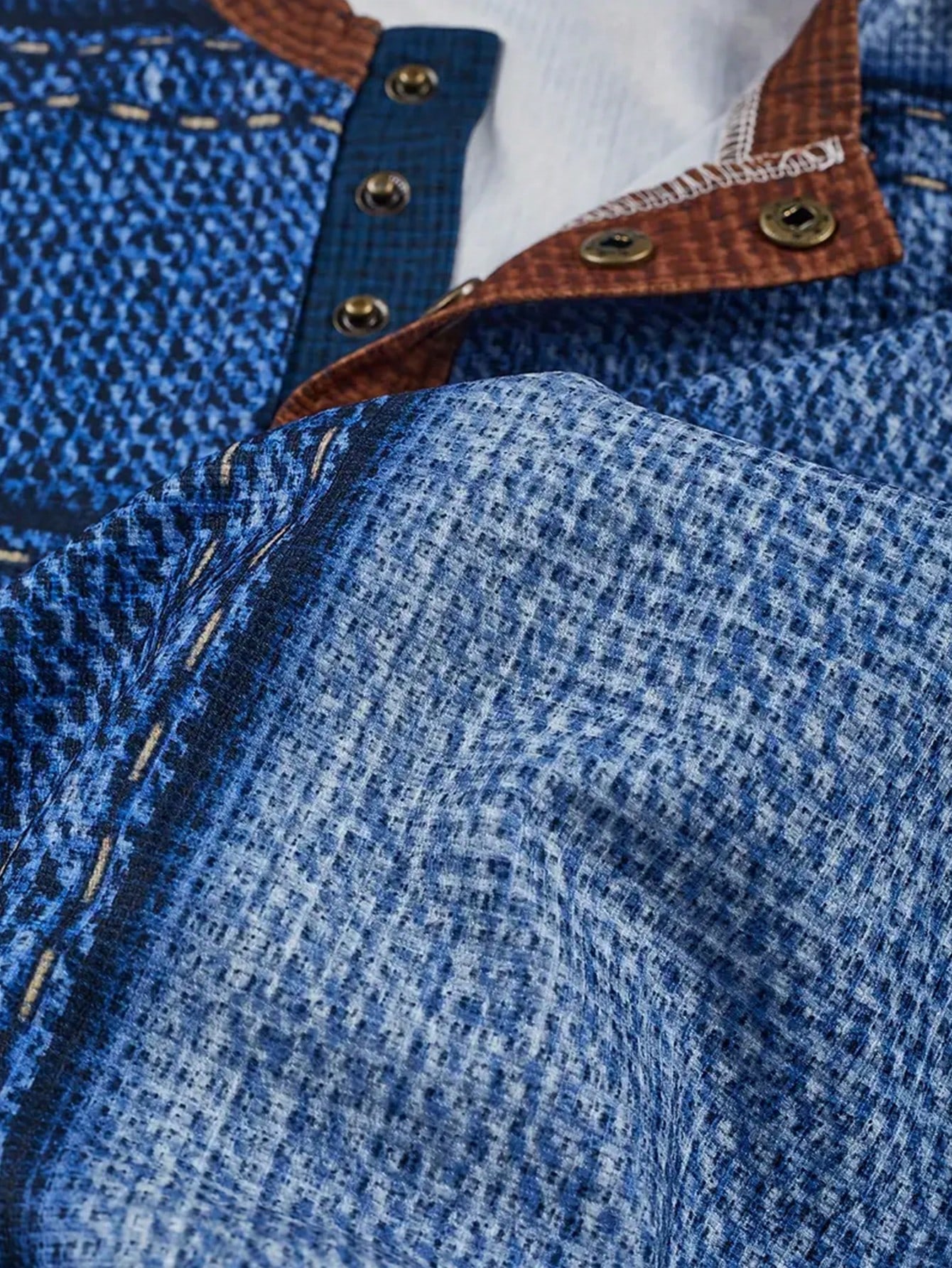 Men's Denim-Print Long Sleeve  - Tee Graphic Print recension och pris