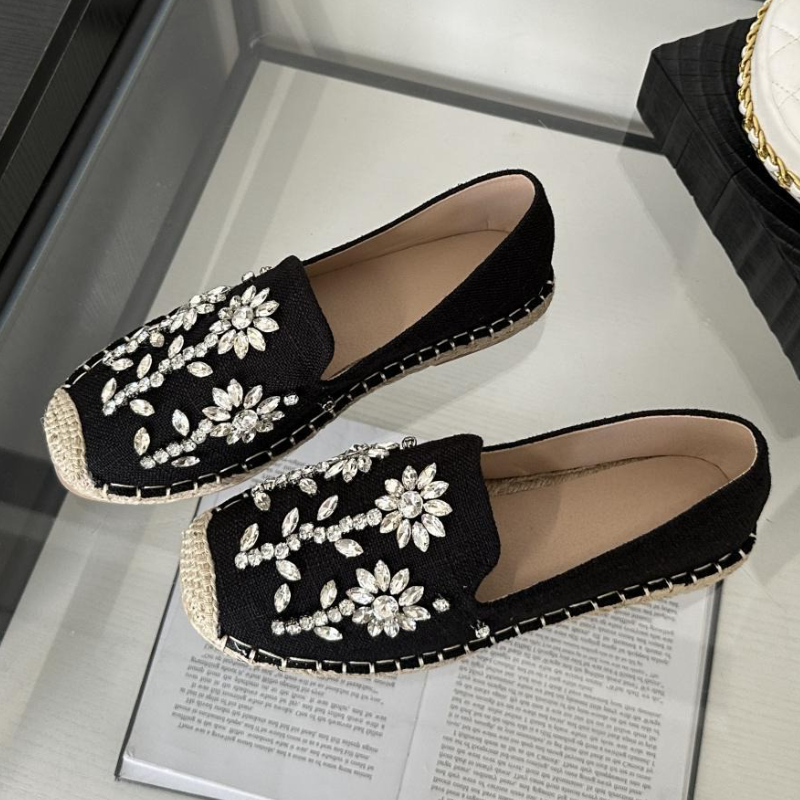 2026 Rhinestone Flower Decorat - Espadrille Slip On recension och pris