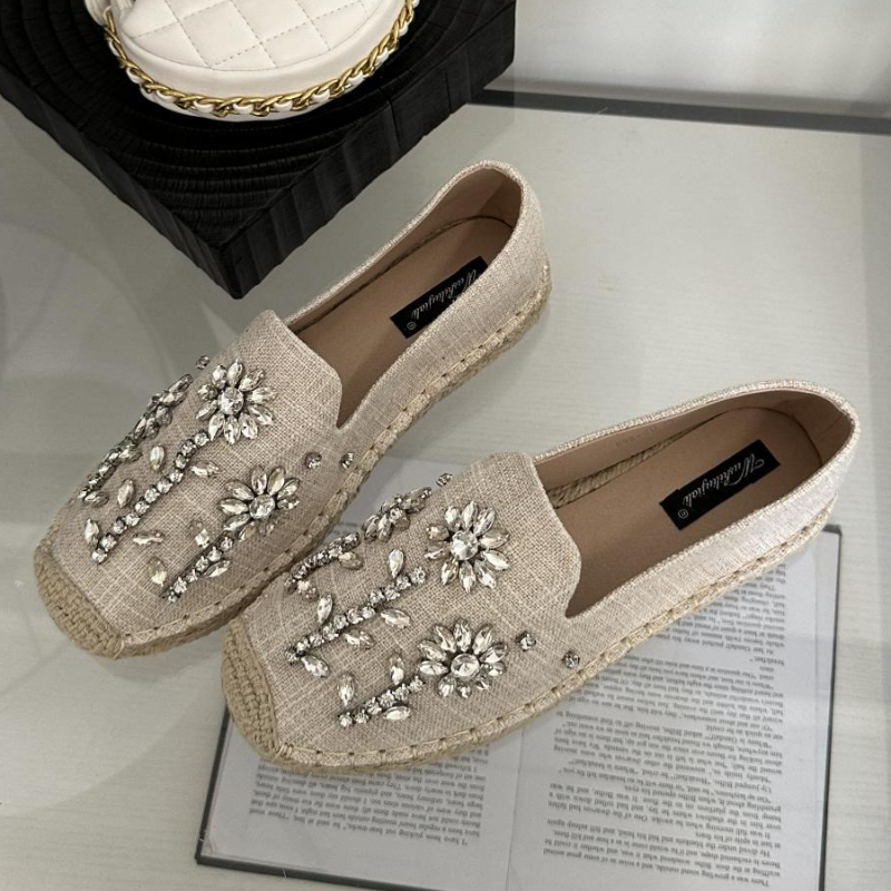 2026 Rhinestone Flower Decorat - Espadrille Slip On recension och pris