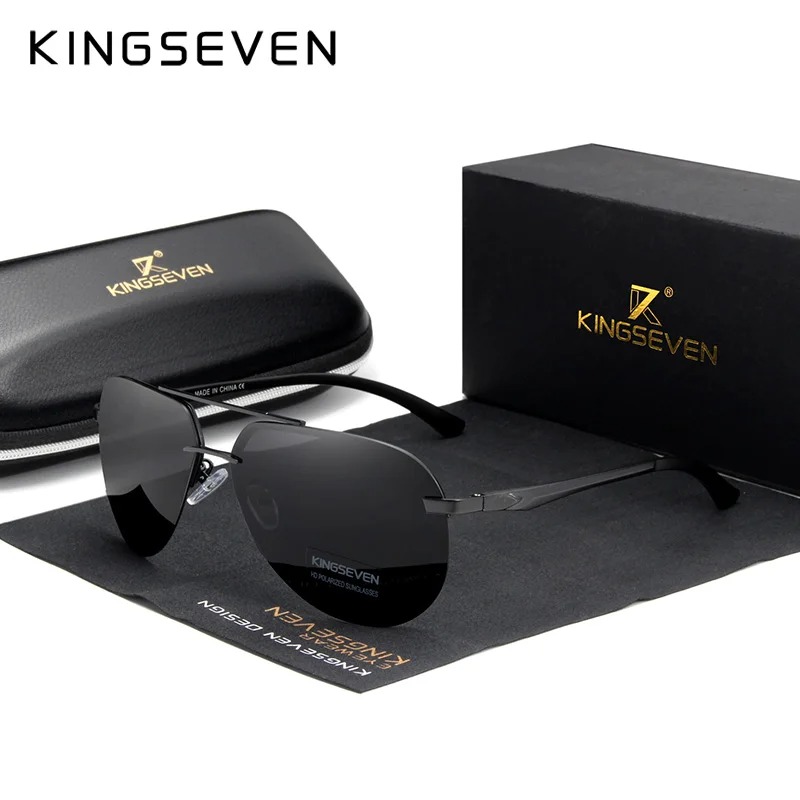KINGSEVEN  Rimless Pilot Sungl - Sunglasses Aviator Polarized recension och pris