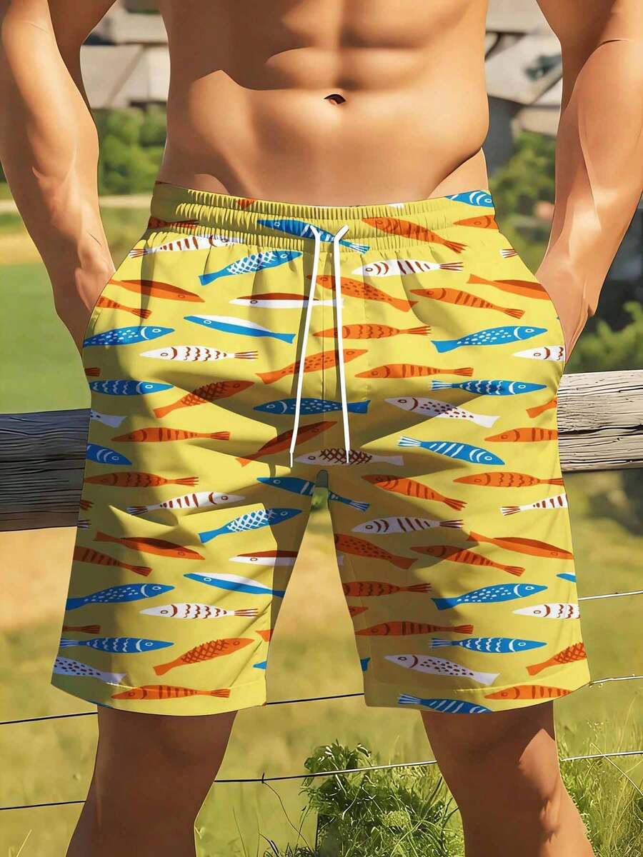 Colorful Fish Pattern Swim Tru - Swim Trunk Quick Dry recension och pris