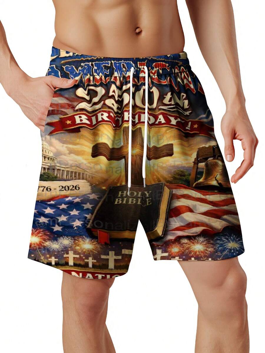 Mens Patriotic Swim Trunks 250 - Swim Trunk Quick Dry recension och pris
