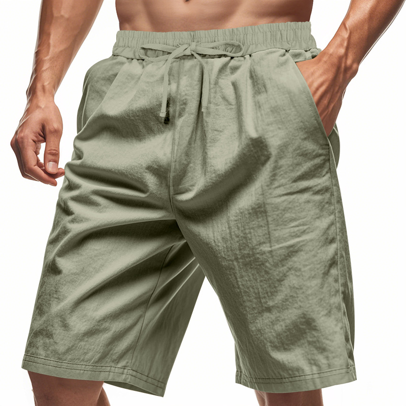 2026 New Men Cotton Linen Beac - Short Linen Drawstring recension och pris