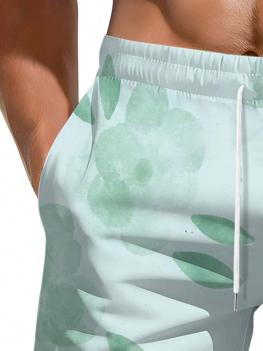 Mens Floral Print Beach Shorts - Swim Trunk Quick Dry recension och pris