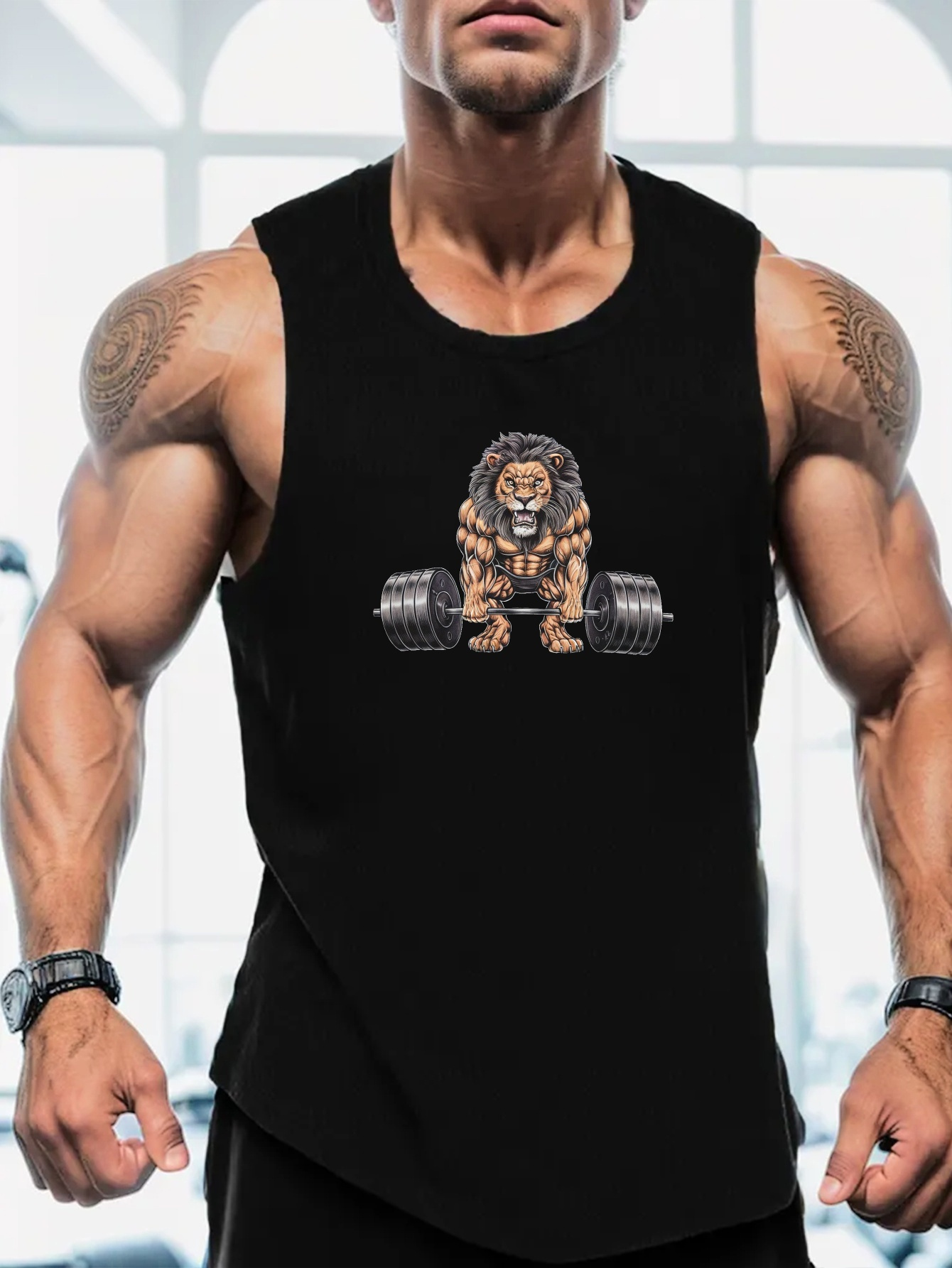 Muscle Lion Barbell Print Men' - Tank Top Muscle recension och pris