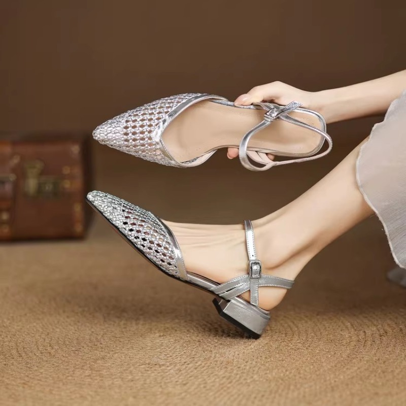 French pointed-toe woven high- - Casual Sandal Leather recension och pris