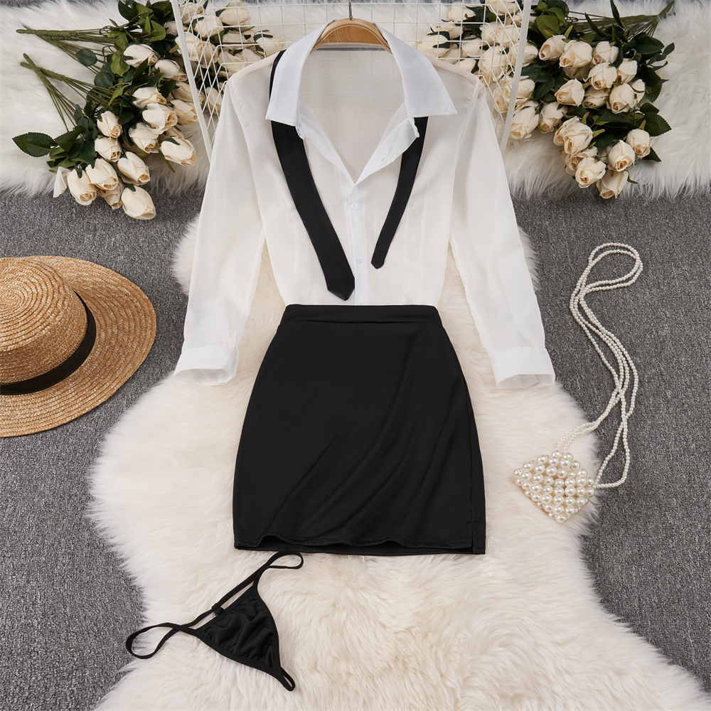 Sexy Transparent Long Sleeve S - Shirt Camp Collar recension och pris