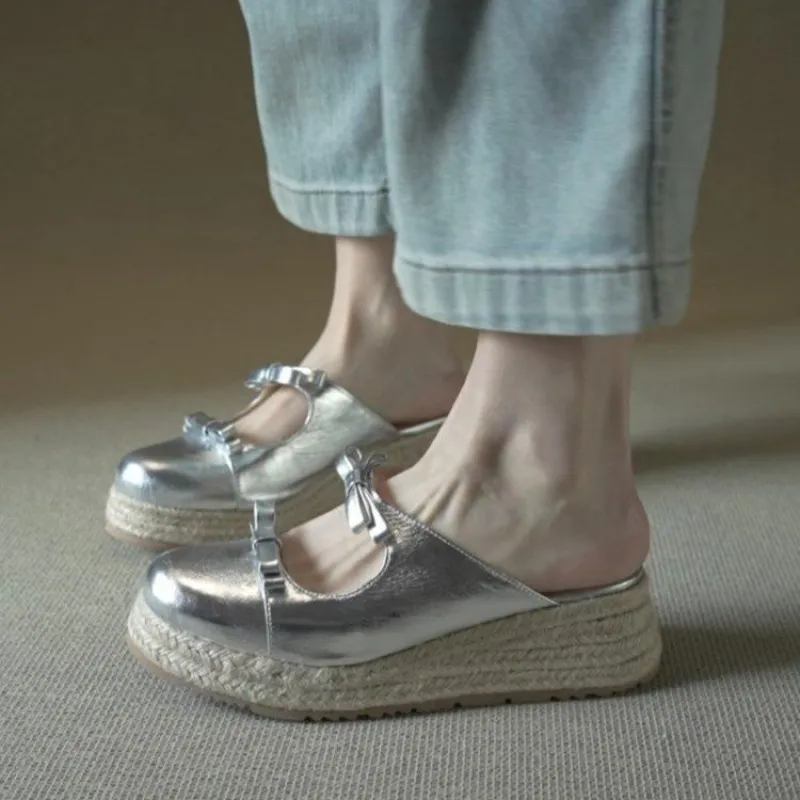 Metallic Mary Jane Mules for W - Espadrille Slip On recension och pris