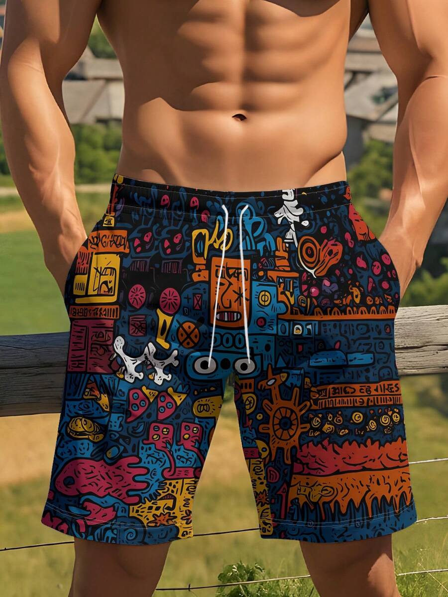 Mens Beach Shorts 3D Digital P - Swim Trunk Quick Dry recension och pris