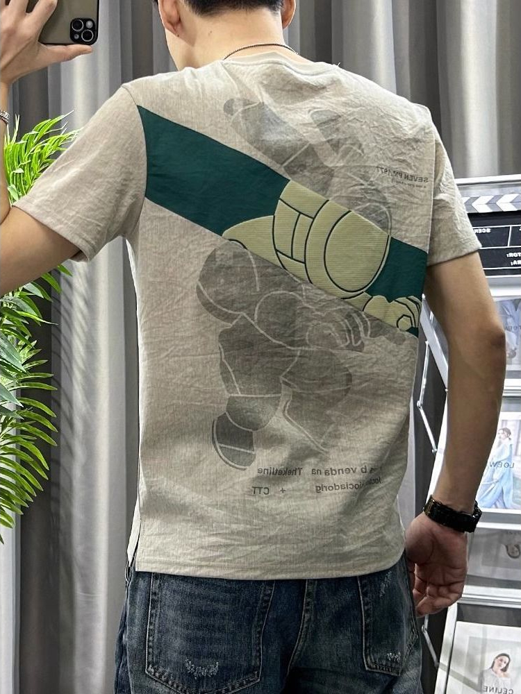 Male Tees Shirts White Linen T - Short Linen Drawstring recension och pris