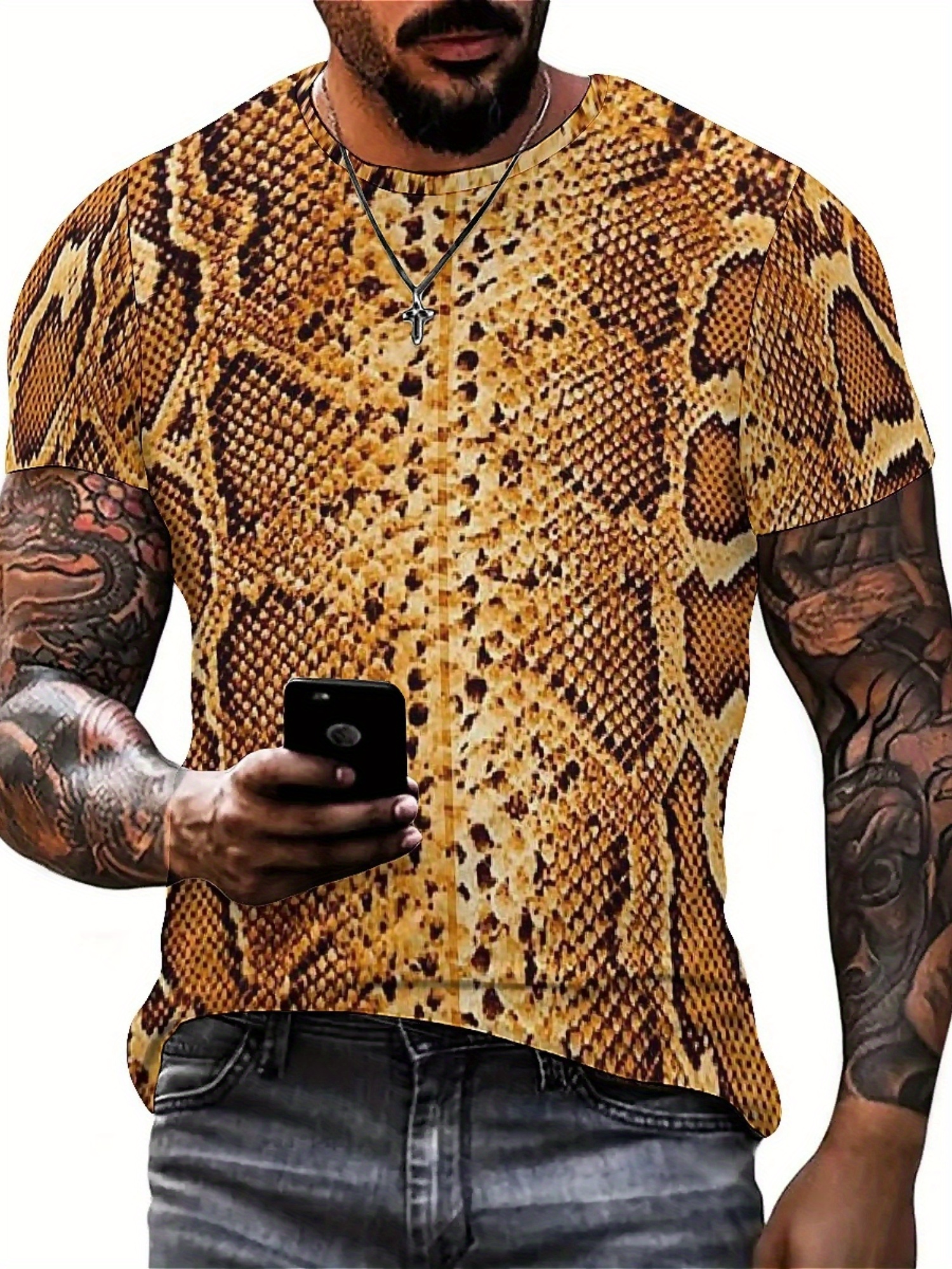 Men'S 3D Print Snake Graphic T - Tee Graphic Print recension och pris