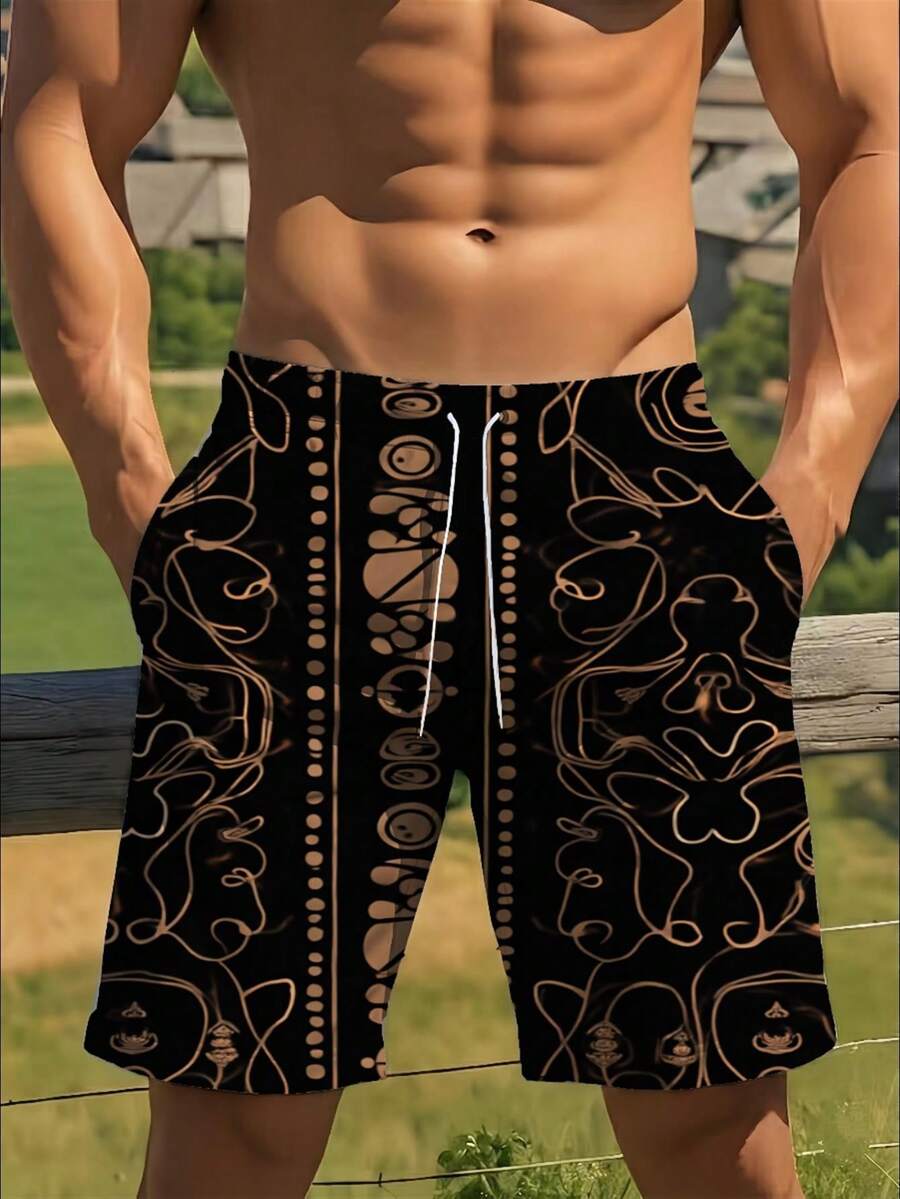 Mens Abstract Geometric Print  - Swim Trunk Quick Dry recension och pris