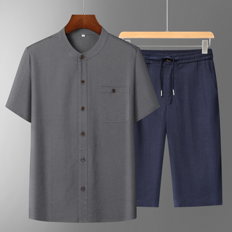 Men's Cotton Linen Tang Suit S - Short Linen Drawstring recension och pris