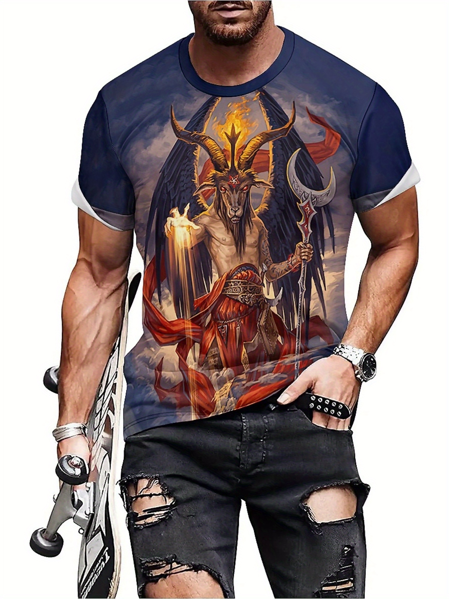 Men's 3D Demon Print T-Shirt | - Tee Graphic Print recension och pris