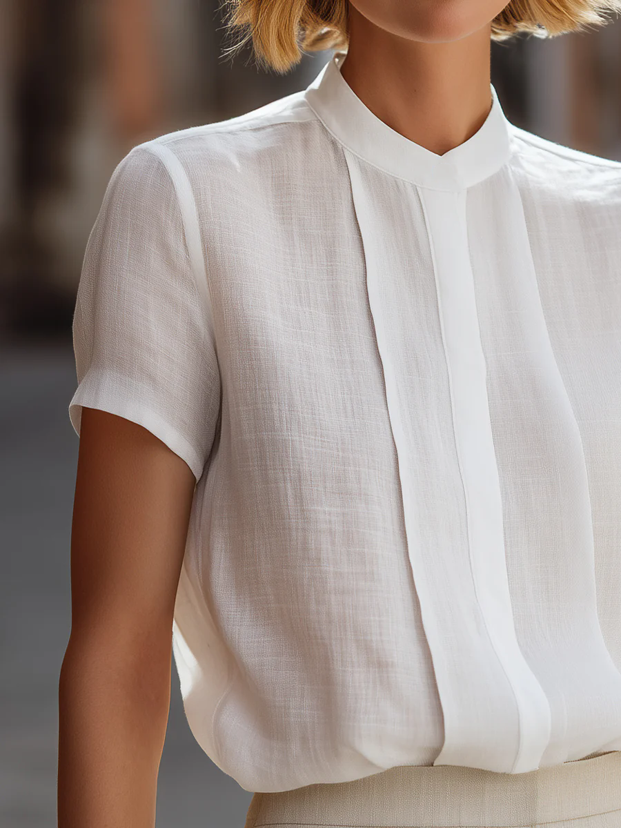 Women's Short Sleeve Pleated F - Shirt Camp Collar recension och pris