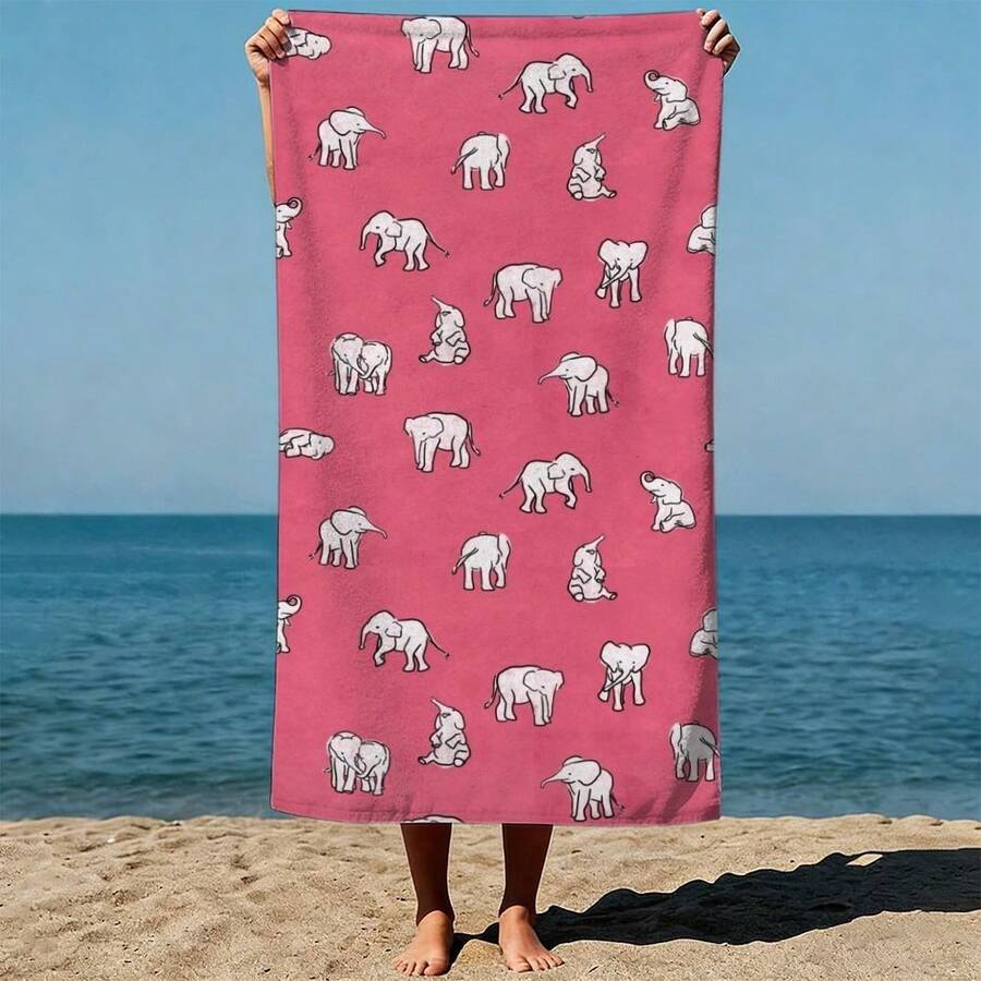 Elephant Pattern, Pink Backgro - Beach Towel Large recension och pris